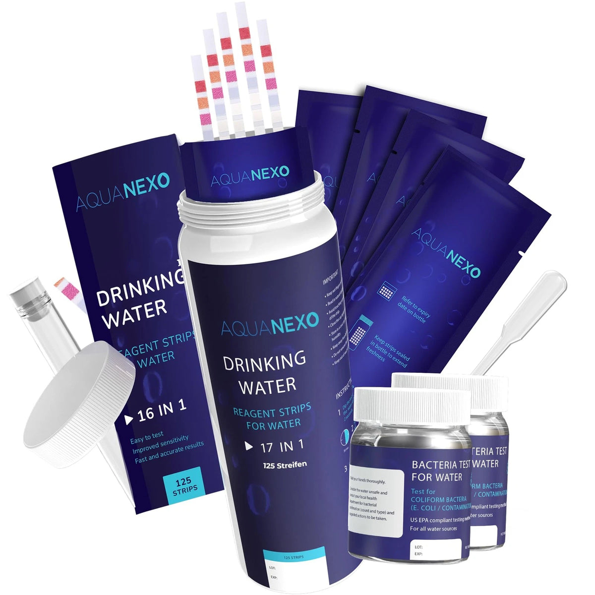 AQUANEXO 18 Parameters, 125 Drinking Water Test Strips (5 x 25) + 2 x...