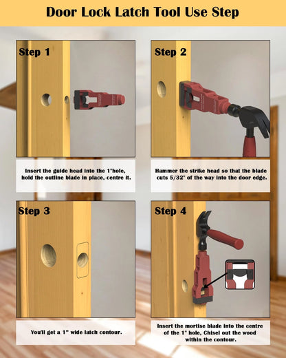 Door Latch Mortise Tool Help Remove Material for Clean Cutting, Red