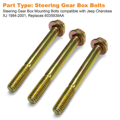 3x Steering Gearbox Mounting Bolt Kit for 1984 2001 Jeep Cherokee XJ 6035939AA
