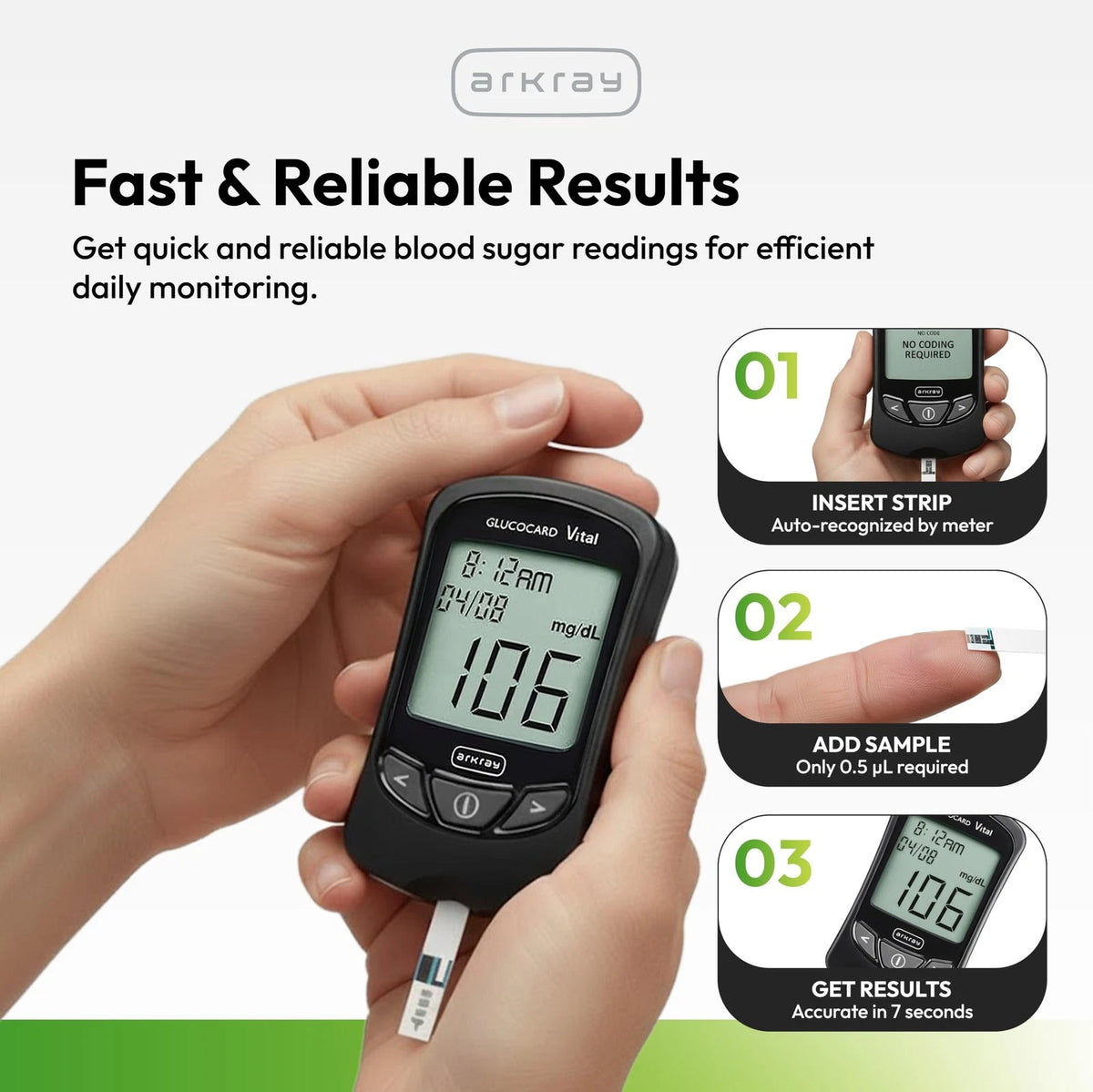 ARKRAY GLUCOCARD Vital Blood Glucose Test Strips – No 50 Count (Pack of 1)