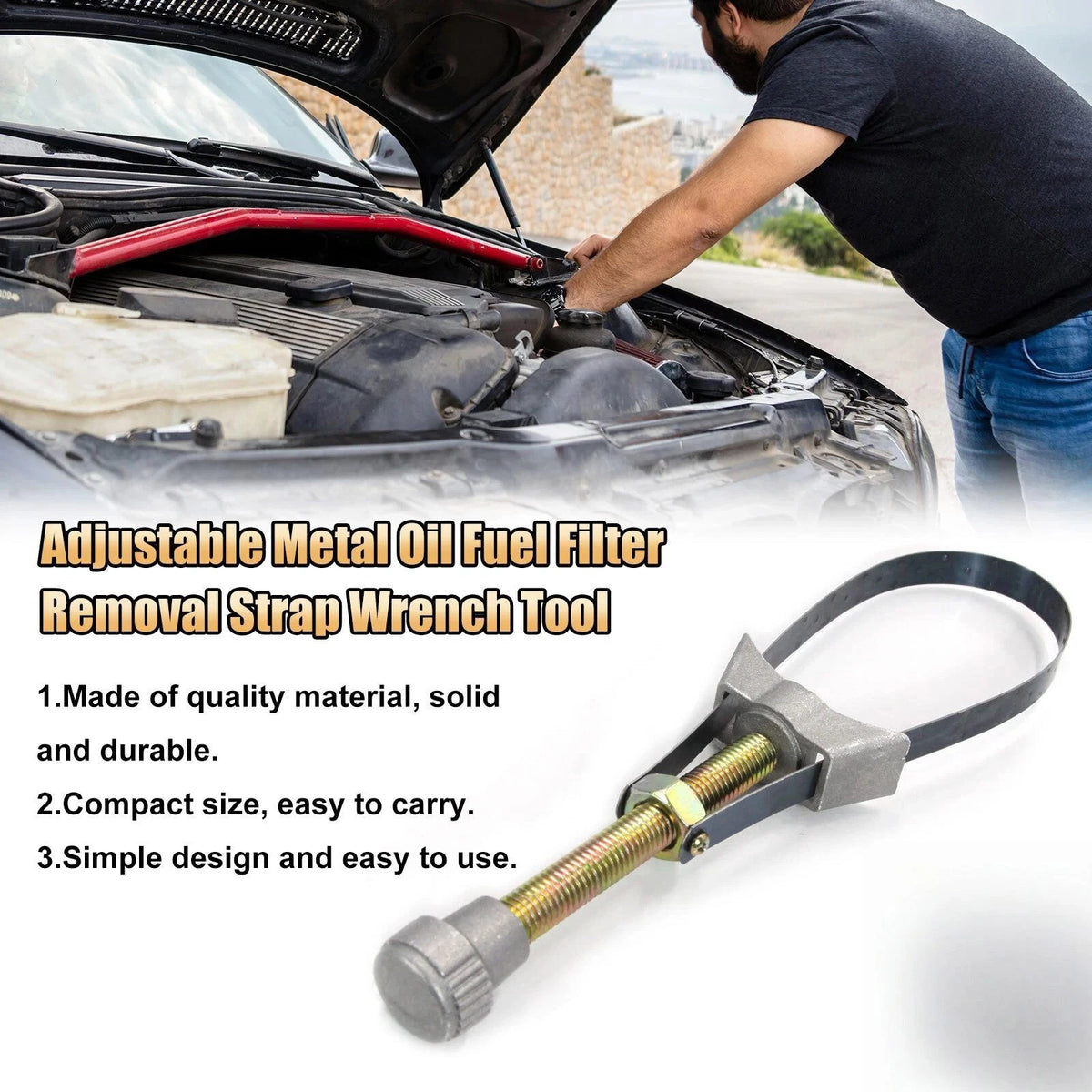 Maintenance Oil Filter Wrench 60-120mm Adjustable for Car Motorcycle Repair Tool