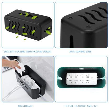 Cable Management Box,Cord Organizer Box for Desk 11.5X 5.12 X 5 inches, BLACK