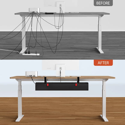 Univivi No Drill Under Desk Cable Management Tray, 36" 36"L x 5.5"W, Black