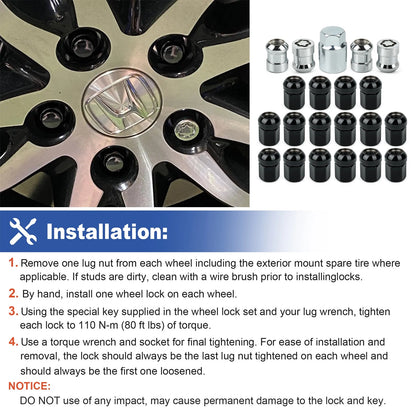 21Pcs Wheel Lock Set For Honda CR-V 2007-2025 08W42-SCV-101