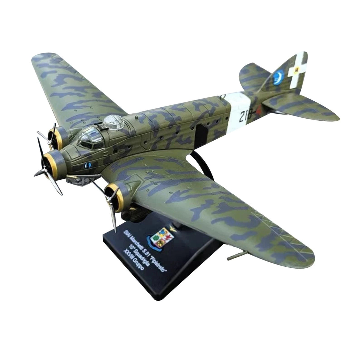 Durable 12cm Diecast Alloy 1/144 Scale WWII Italian Savoia-Marchetti S.81 Bomber