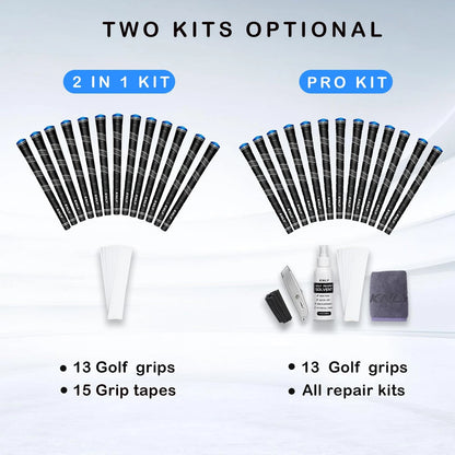 KNLY Wrap Golf Grips Set of 13- Triangular Concave Texture Control Black Blue