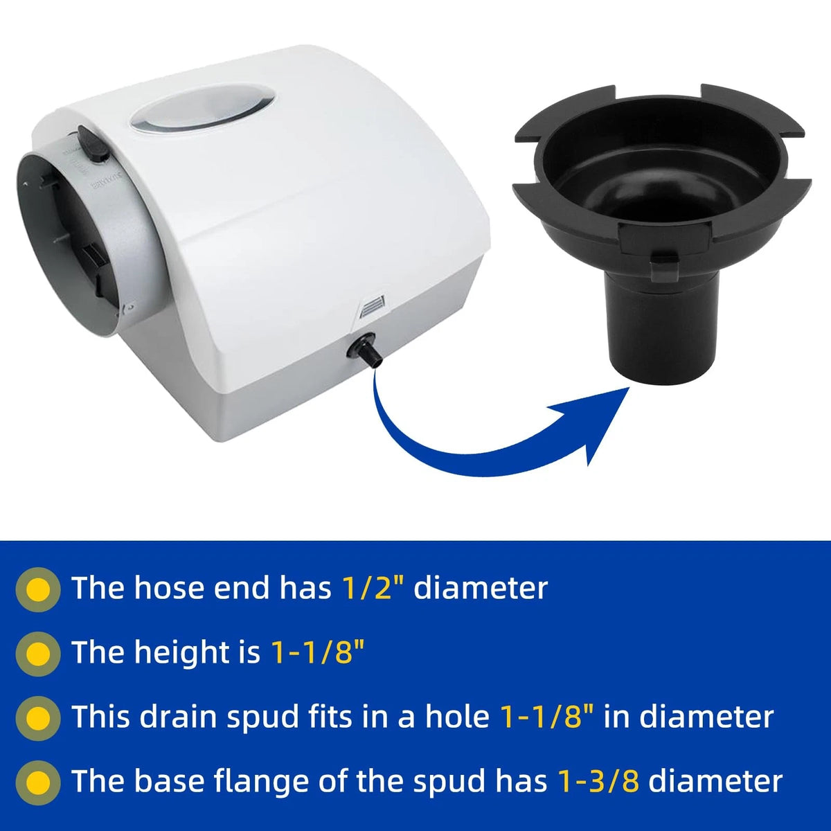 Ximoon 4223 Drain Spud Replacement for Aprilaire Humidifier 500 600 Black