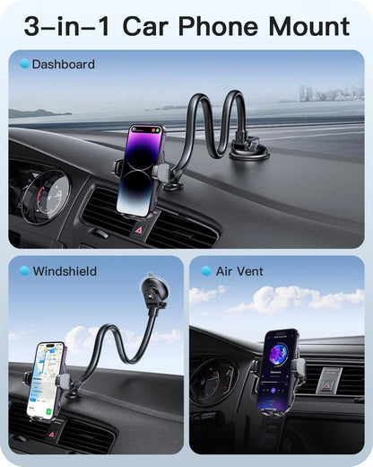 APPS2Car 13" Gooseneck Phone Mount for Car Windshield 13 inches Arm, Black