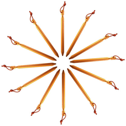 12 Pack Tent Stakes, 7075 Ground Metal Camping One Size, Apricot Orange