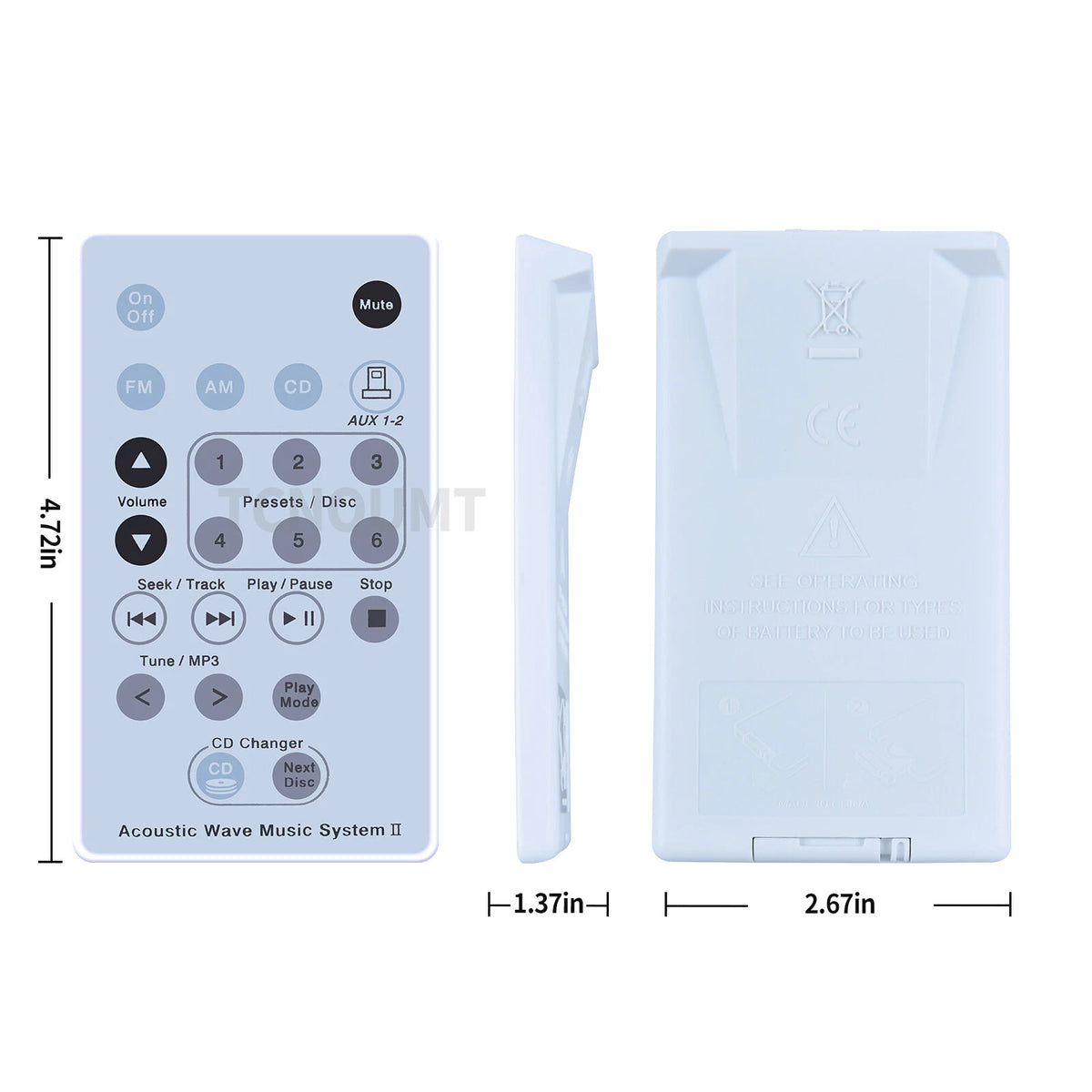 Replacement Remote Control For Bose Acoustic Wave Music System II white