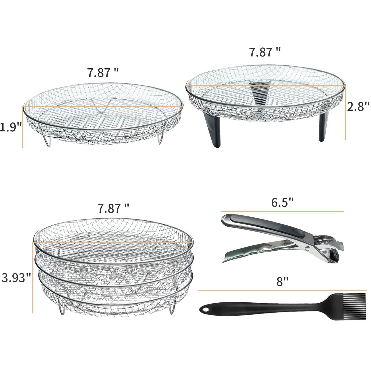 Air Fryer Racks Stainless Steel 11Pcs Universal 7.9''x1.9'', Silver