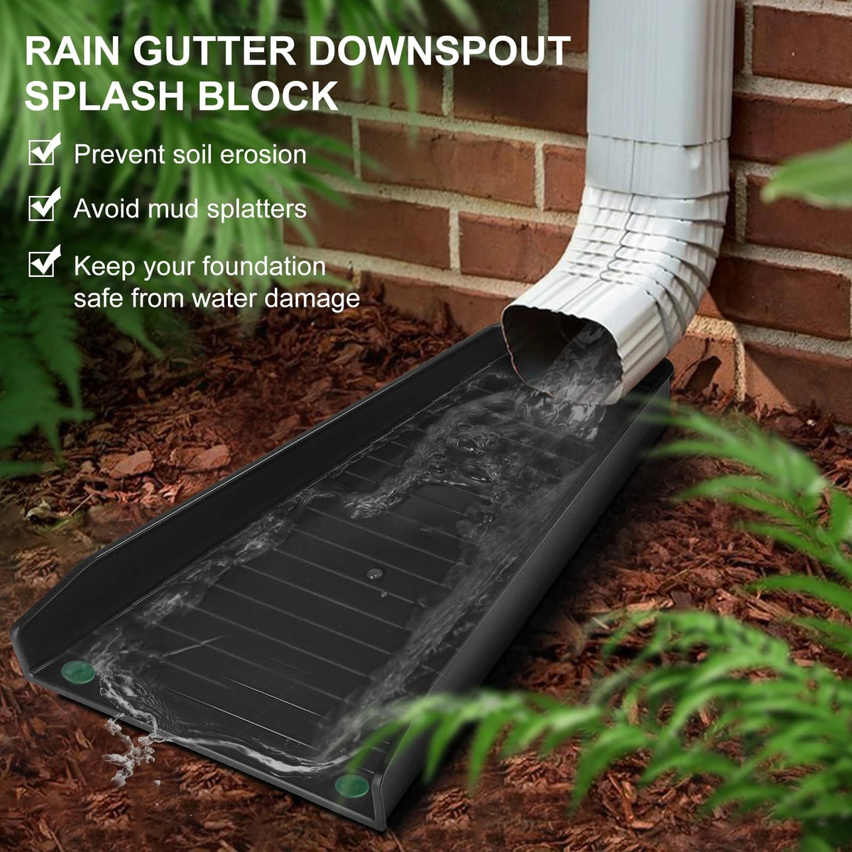 4 Pack Gutter Downspout Extensions,Rain Splash 4 Pack, Black