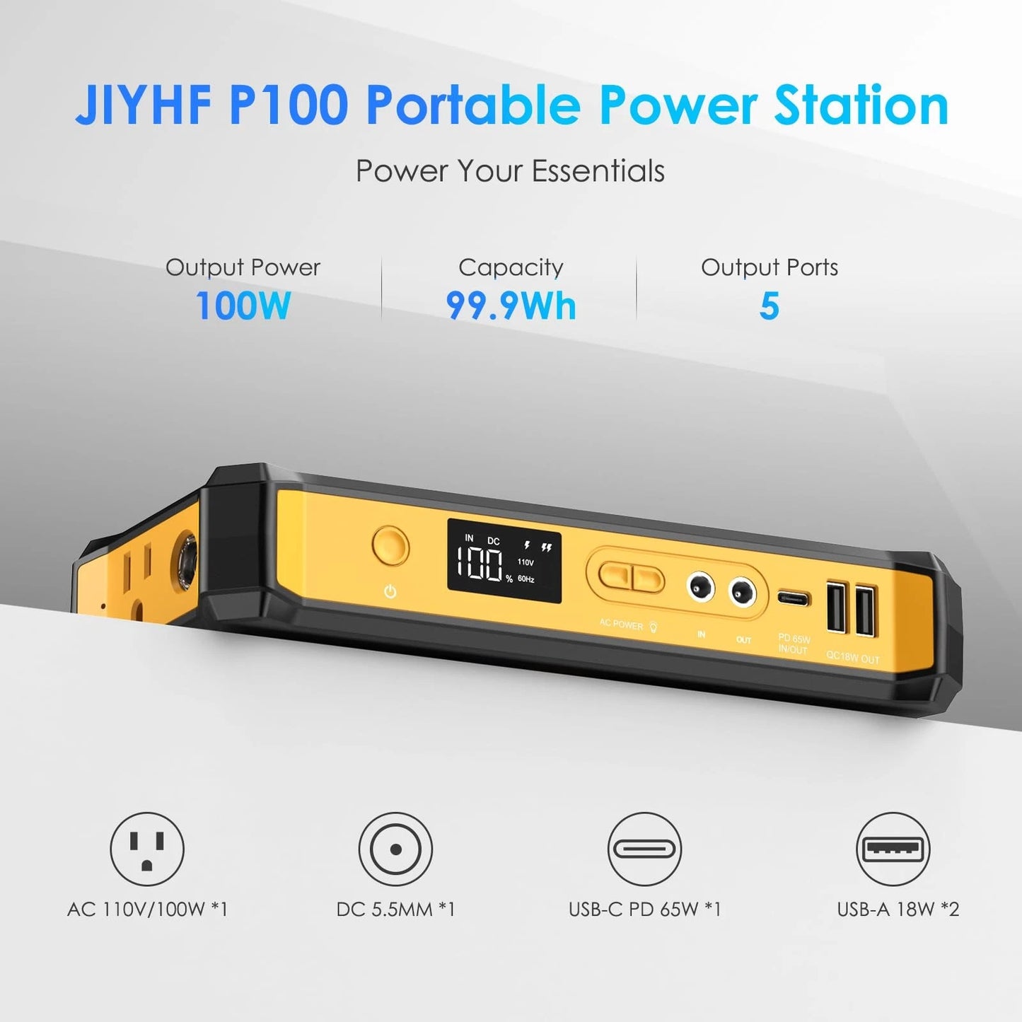 JIYHF Portable Power Station 99.9Wh Orange