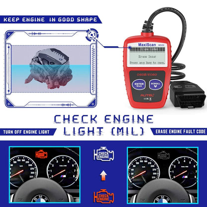 Autel OBD2 Scanner MS309 Universal Car Engine Fault Code Reader, Check S, Red