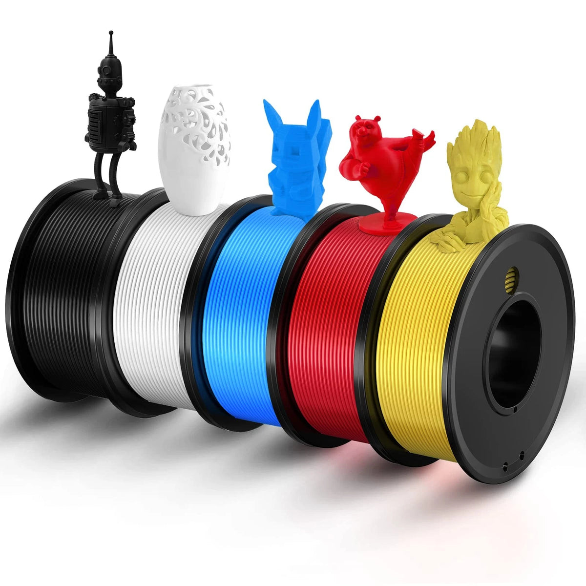 Haosegd 3D Printer Filament PLA 1.75mm 1.75 MM, White Black Red Blue Yellow