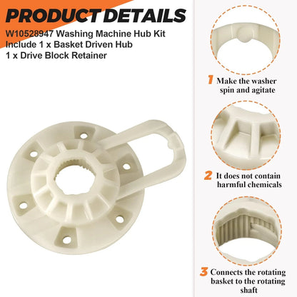 W10528947 W10396887 Washer Basket Driven Hub Kit 2025 UPGRADE Fits for white