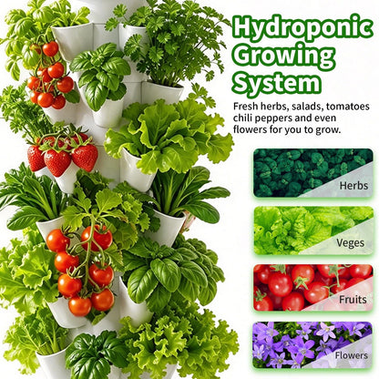 Hydroponics Growing System,30 Pods Hydroponic Tower,Space-Saving Black