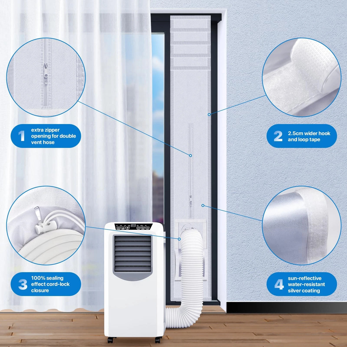 LOVIGA Portable Air 10"X76"~91" (25X232cm), White-10"X76"~91" (25X232cm)