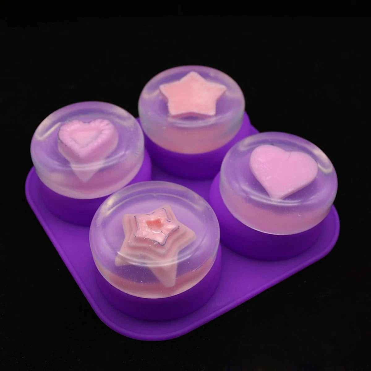 2 Pack 4 Cavity Round Silicone Molds Soap Bath Bomb 2pcs 4