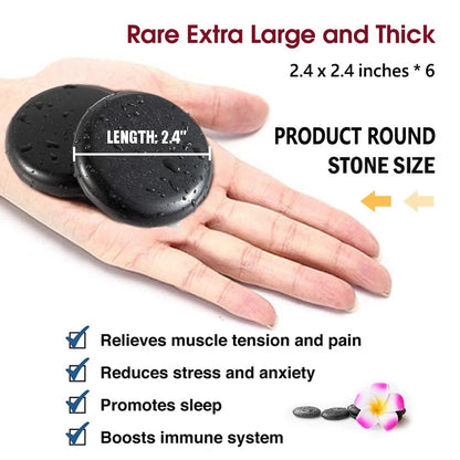 Maxdee Massage Stones Essential Hot for 6 PCS - 2.4 x Inch, Black