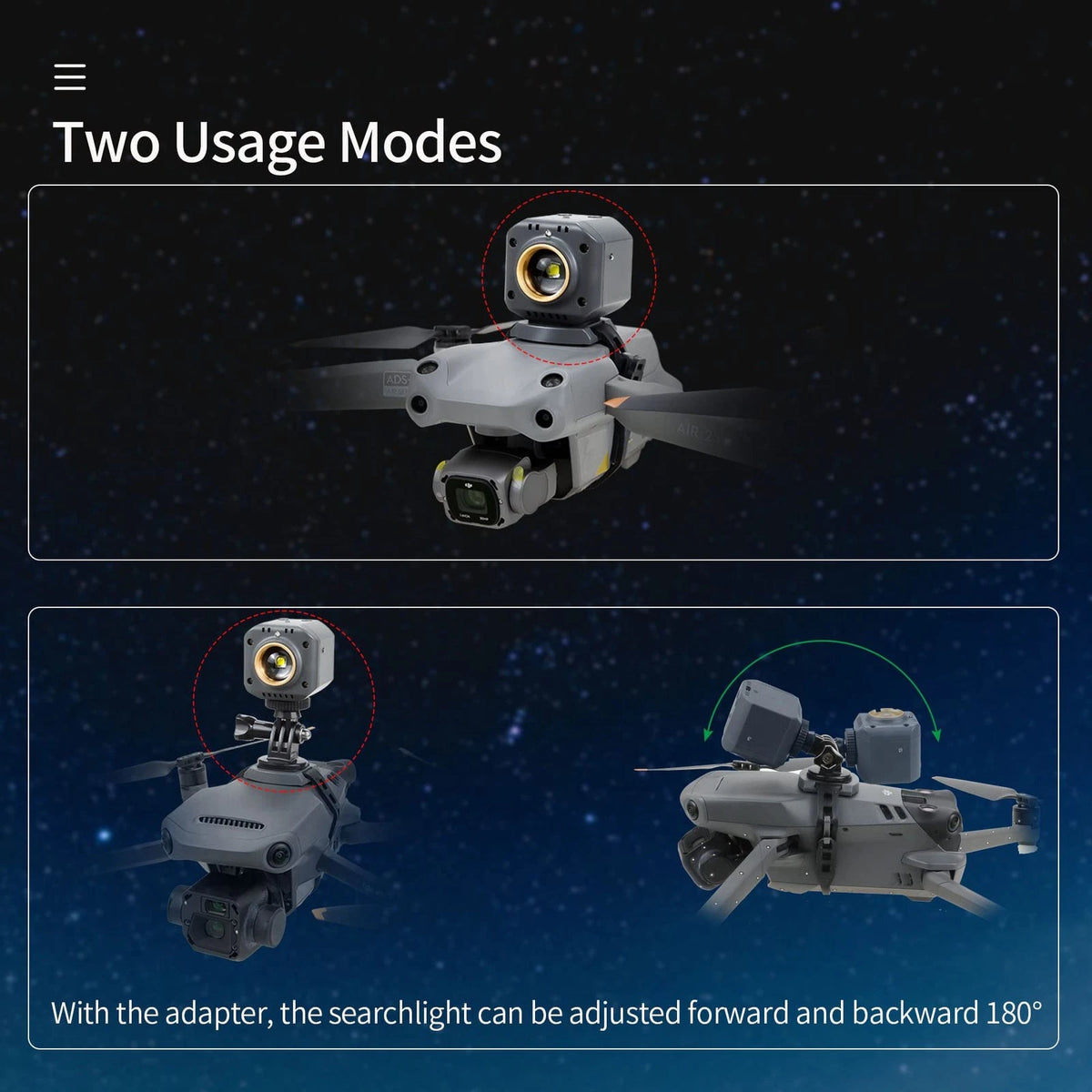 Hanatora Drone Night Flight Lights for DJI Air 3S 3 2S,Mavic Black