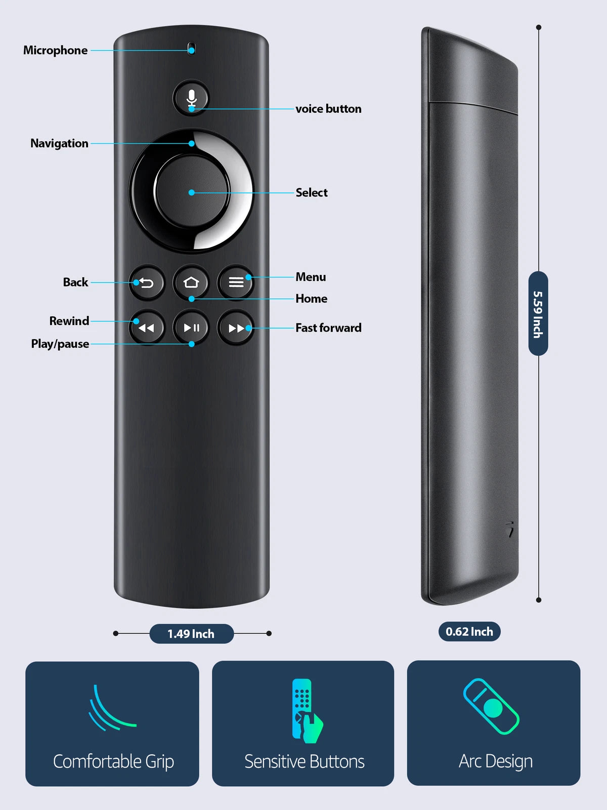 2nd Gen DR49WK B PE59CV Voice Remote Control For Amazon TV Stick Box