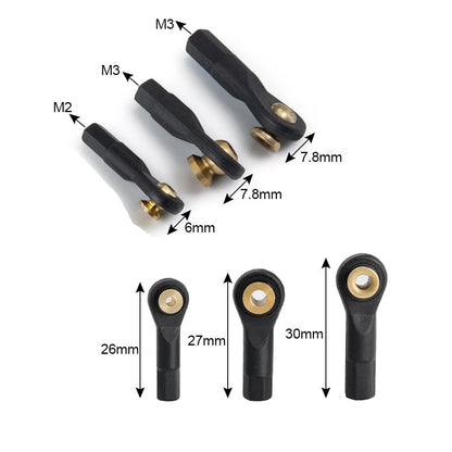 WEFEINO 10Pcs Plastic M3 CW 30mm Tie Rod End Ball Joint Link