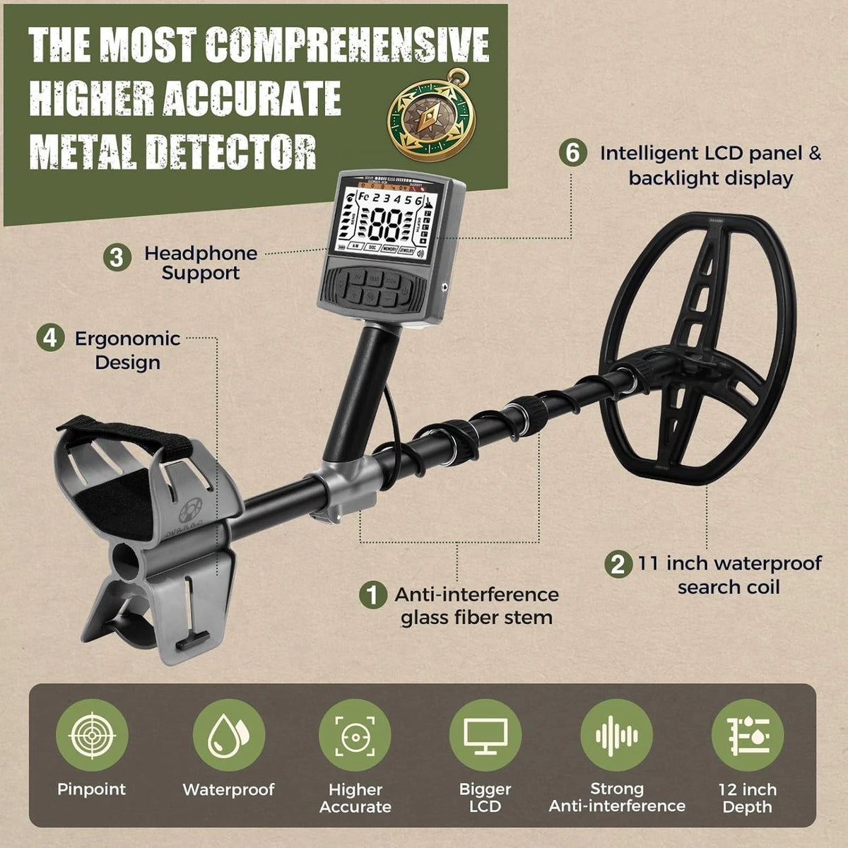 Gbnryg Metal Detector for Adults,Professional Higher Accuracy M55J&Grey