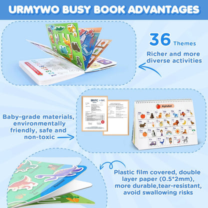 Busy Book for Toddlers 3-5, Preschool Learning Large-36 Themes, Multicolored