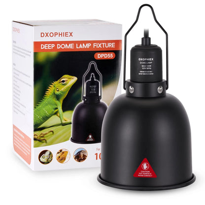 DXOPHIEX 5.5inch Deep Dome Reptile Heat Lamp deep dome, Black