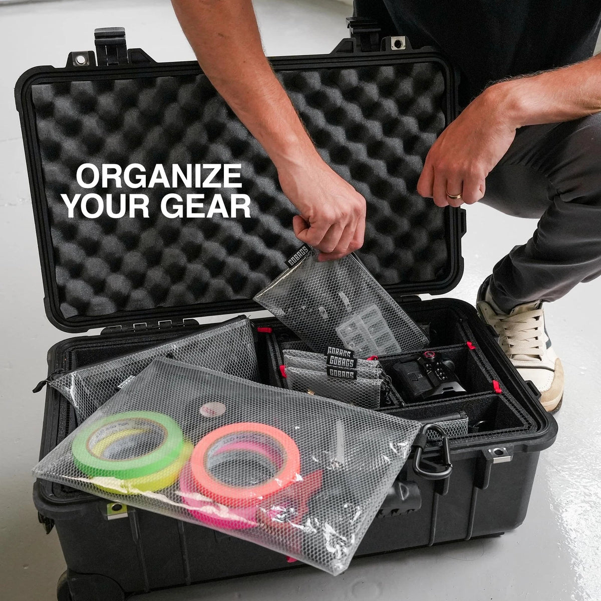 GOBAGS Air Production Multi‑Size Clear Zipper Pouch Multi-Size, Black