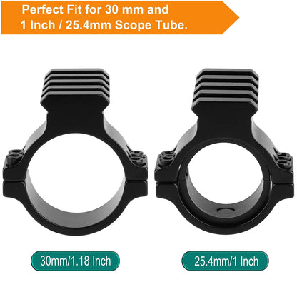 FENTUK 1"/25.4mm & 30mm Rifle Scope Ring Adaptor with Rail - Tactical Black
