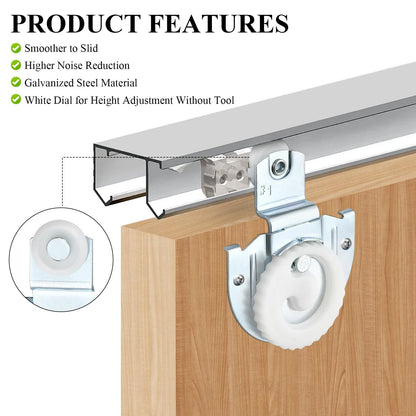 Milkary 12 Pack 6 Set Sliding Closet Door Roller Kit, #1#2 Bypass Silver