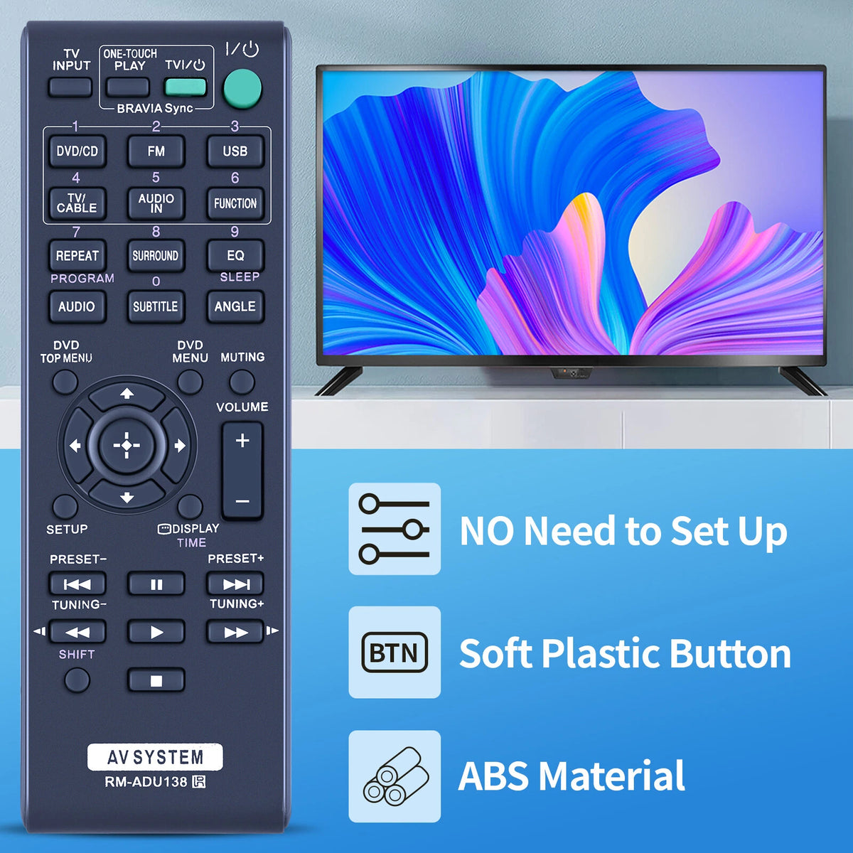 RM-ADU138 Remote Control For Sony AV System DAV-TZ140 DAVTZ140 HBD-TZ140