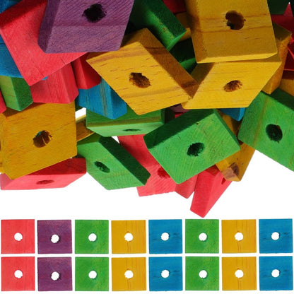 GANAZONO 100Pcs Parrot Wood Blocks Toys Wooden 3X3CM, Random Color