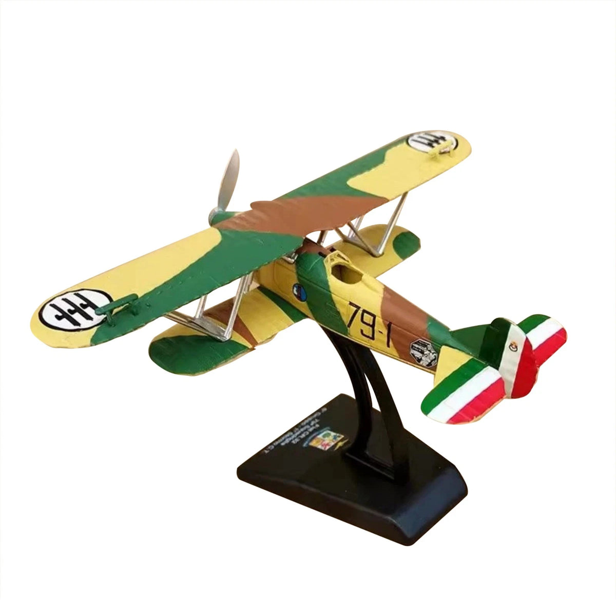 Italian FIAT CR.32 Freccia Biplane Fighter 1/72 Scale Alloy Model Toy with Stand