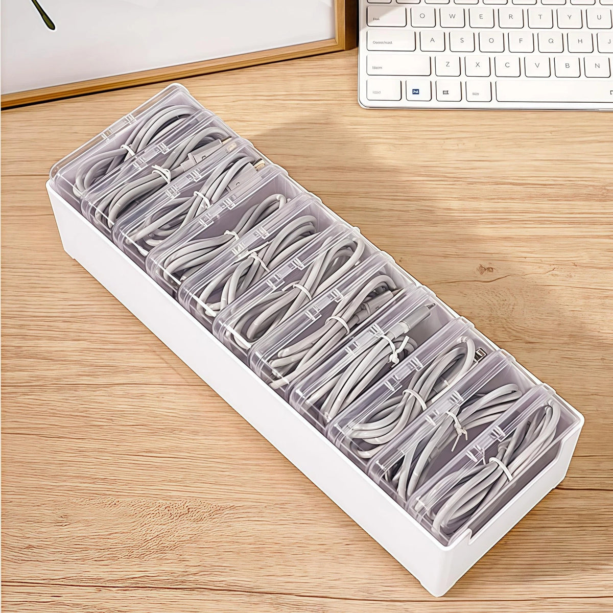 2 Pcs 11 Box Cable Organizer Storage 30x10x6cm/11.87*3.9x2.36 inches, Clear