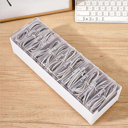 2 Pcs 11 Box Cable Organizer Storage 30x10x6cm/11.87*3.9x2.36 inches, Clear