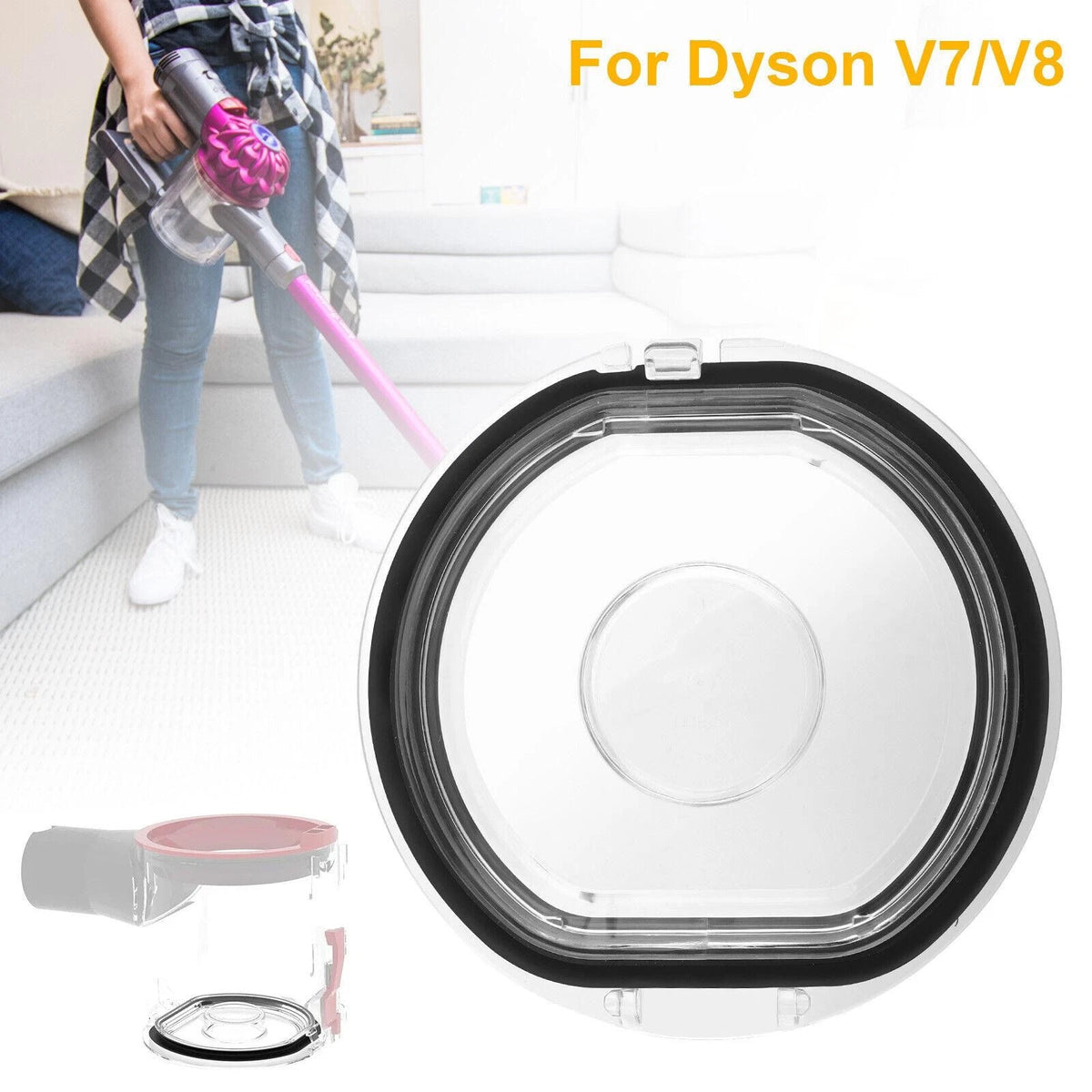 Dustbin Lid Cap For Dyson V7/V8 Vacuum Cleaner  Cover With Sealing Ring F