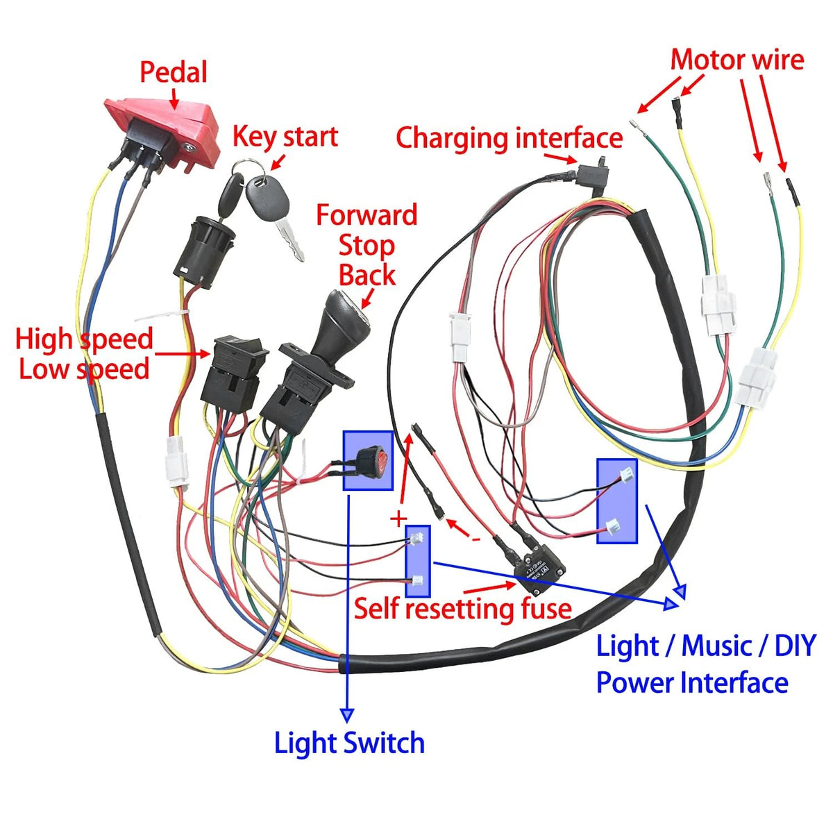6V 12V 24V DIY Wire Harness Electric Conversion Kit for Kid's Ride On Toys...