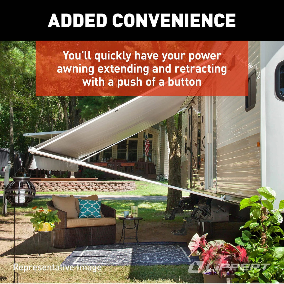 Solera 40 AMP Power RV Awning Interior Replacement Switch Kit and Plate Black