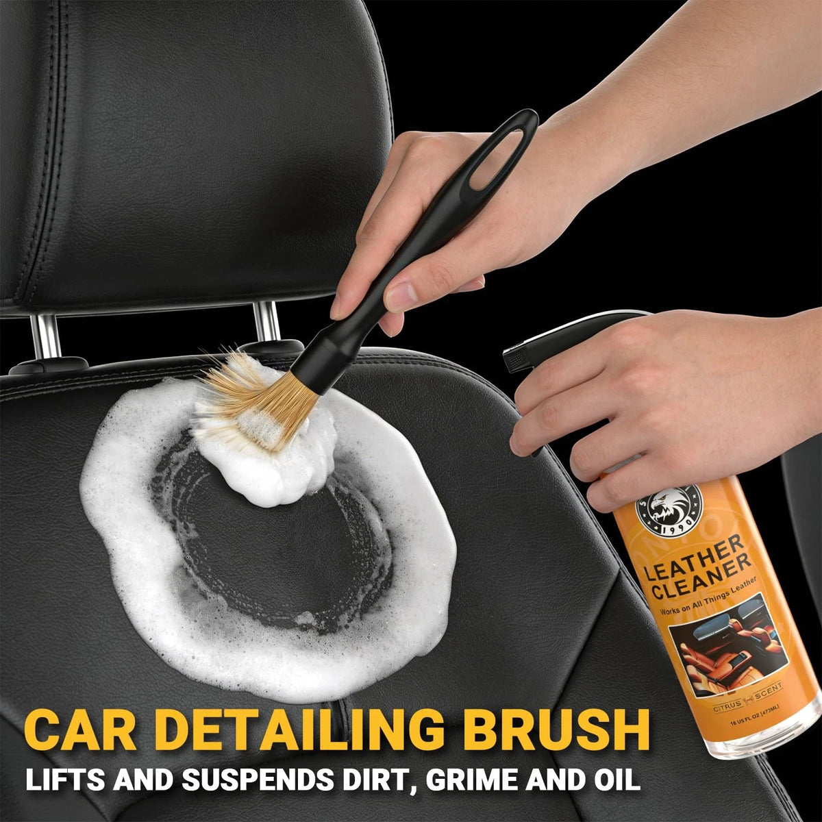 Car Leather Cleaner and Conditioner Kit, Care Cleaning Kit with Brown