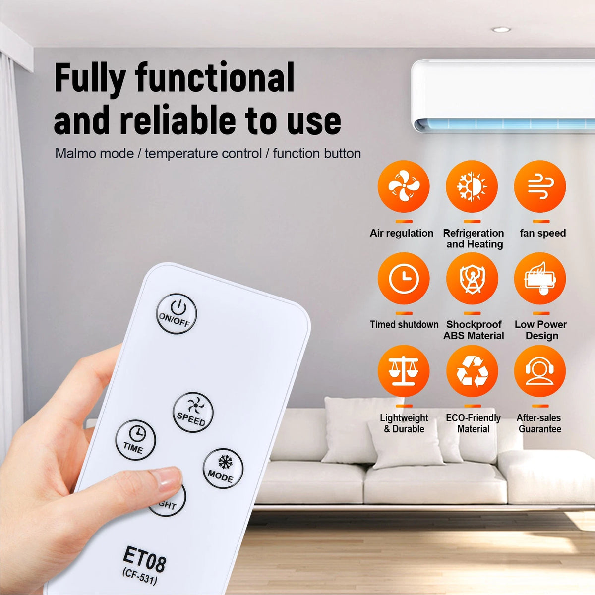 ET08 CF-531 Remote Control For JOUJBAIL / vidihill Portable Air Conditioner