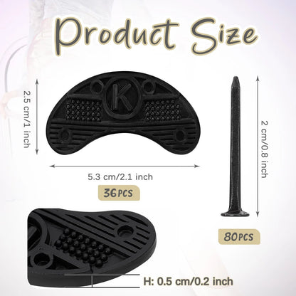 36 PCS Black Rubber Heel 2 * 1 Inch (length) x 0.2 (thickness),