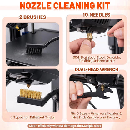 50pcs 3D Printer Tool Kit & Accessories – Nozzle Cleaning Tools, Black