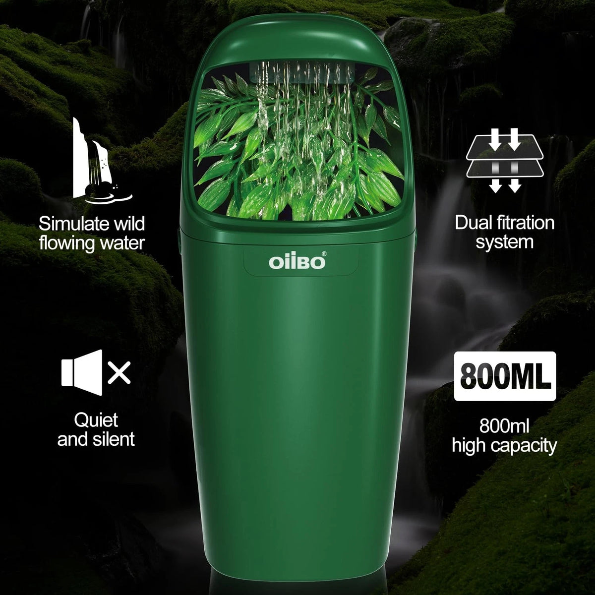 OIIBO Reptile Water Fountain Chameleon Dripper, Green