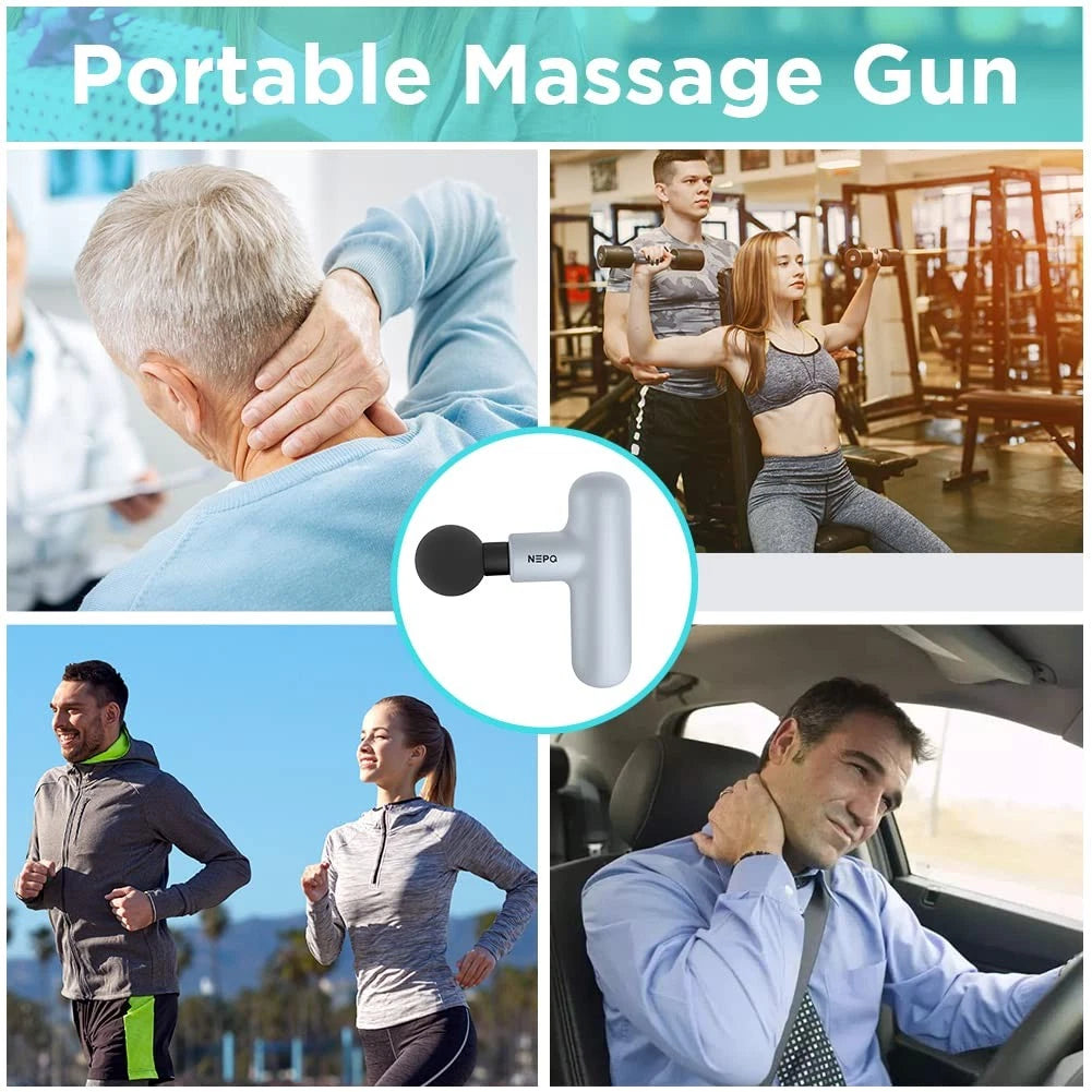 NEPQ Mini Massage Gun, SK6 Fascial Gun Portable Deep Tissue Percussion Gray