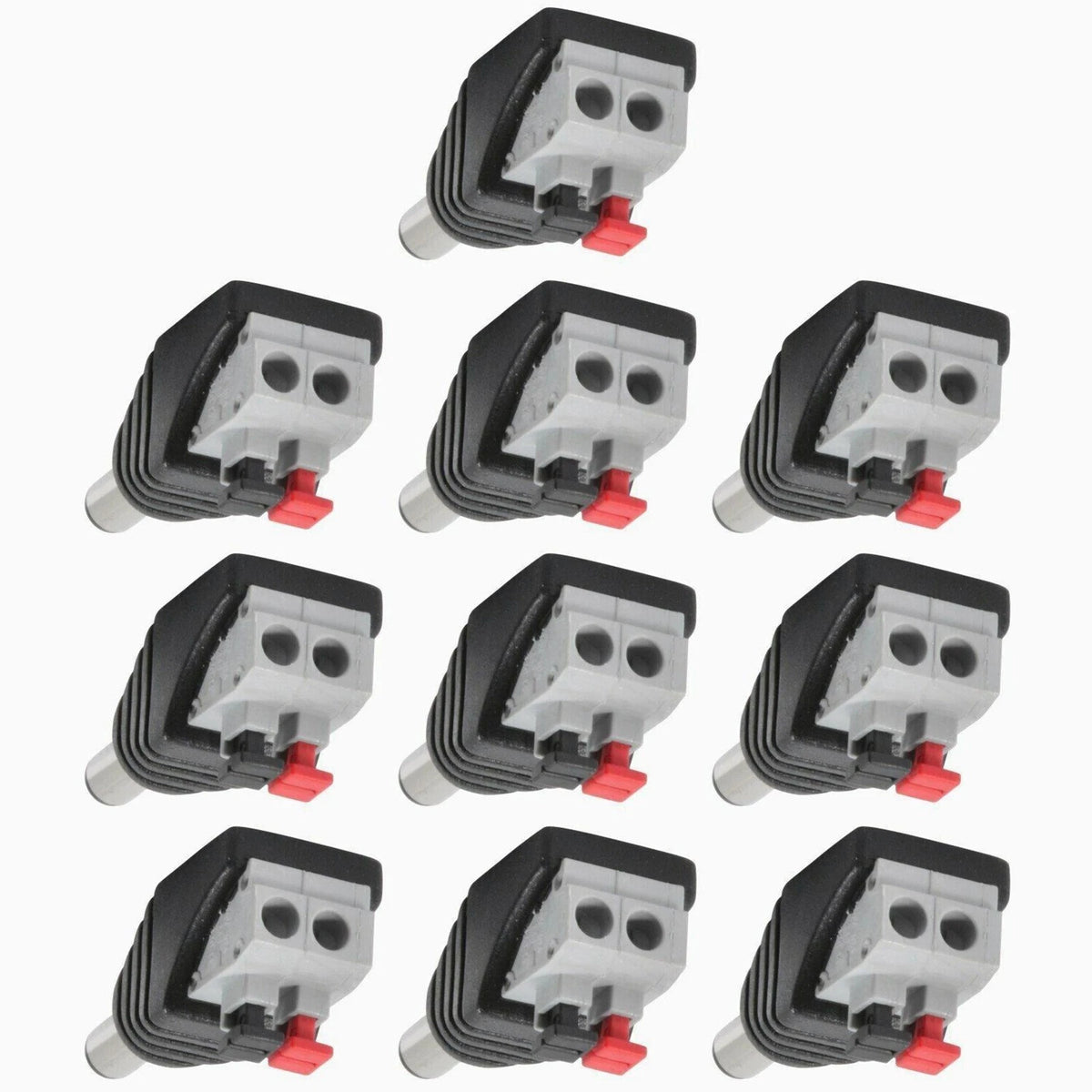 10pcs Male 5.5mm x 2.1mm DC Power Jack Screwless Quick Connect for LED 12V 24V