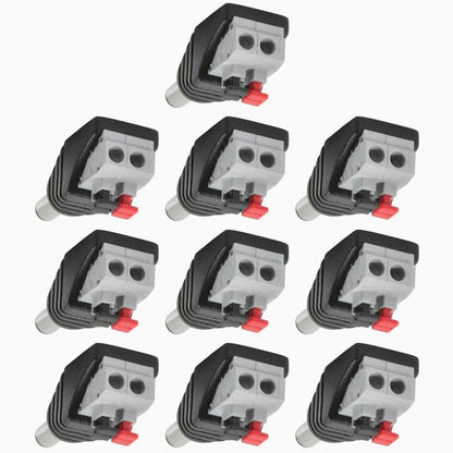 10pcs Male 5.5mm x 2.1mm DC Power Jack Screwless Quick Connect for LED 12V 24V