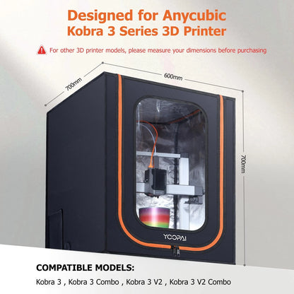 YOOPAI 3D Printer Enclosure with LED Light, 4-For Kobra3, Black and Orange